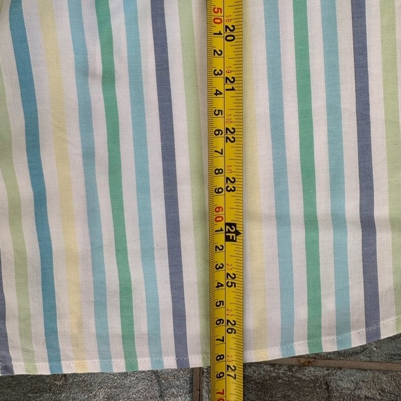 Talbots Plus Size 1X Striped Button Up Shirt 100% Cotton Roll Tab Sleeves EUC - Picture 8 of 8